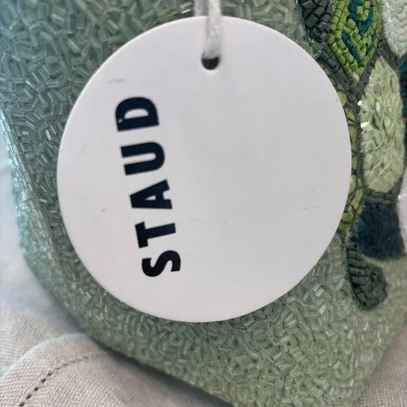 🐢STAUD Beaded Cote Bag - BABY TURTLE - Green and White 🐢 - Picture 8 of 16